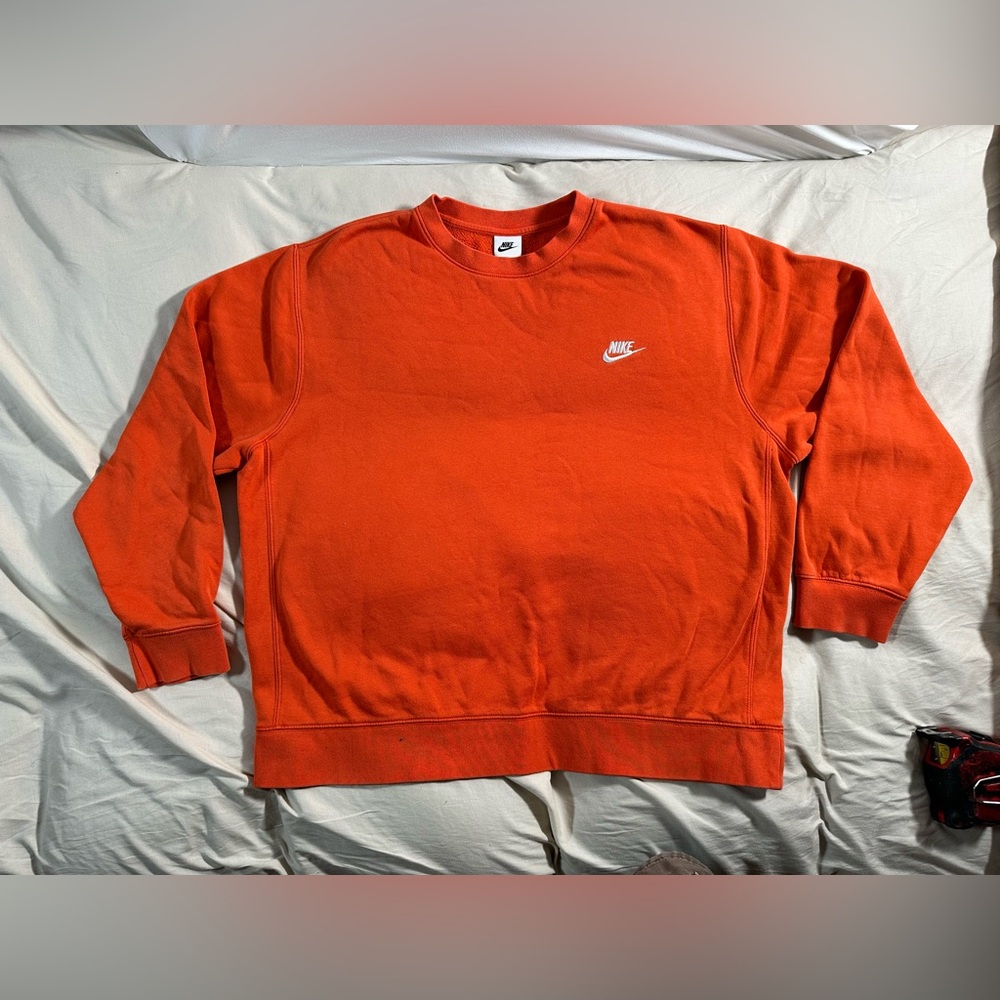 Nike Sportswear Club Fleece Crew Tangerine Orange X Large Y2K